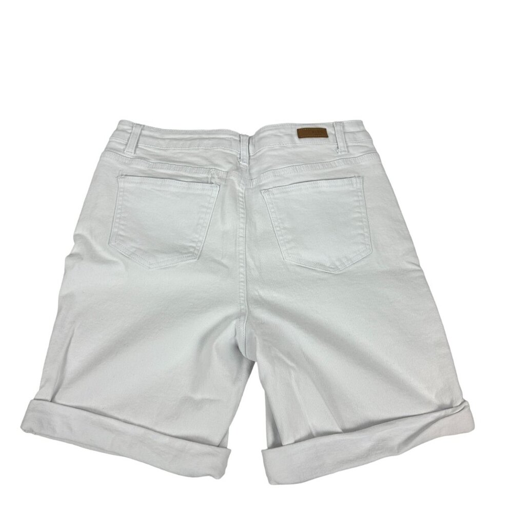 Bleu Womens White Denim Bermuda Shorts Size 10 Cotton/Spandex Blend - Picture 2 of 6